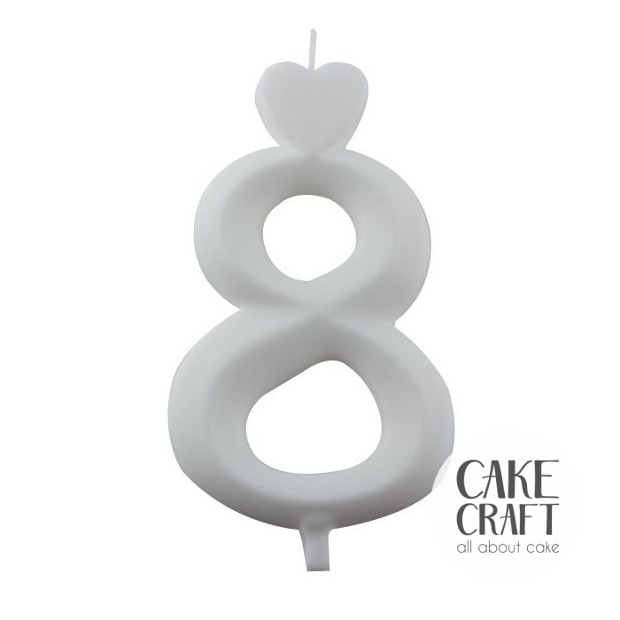 Κεριά & Βεγγαλικά - Κεράκι Γενεθλίων SugarCraft Λευκό νούμερο 8