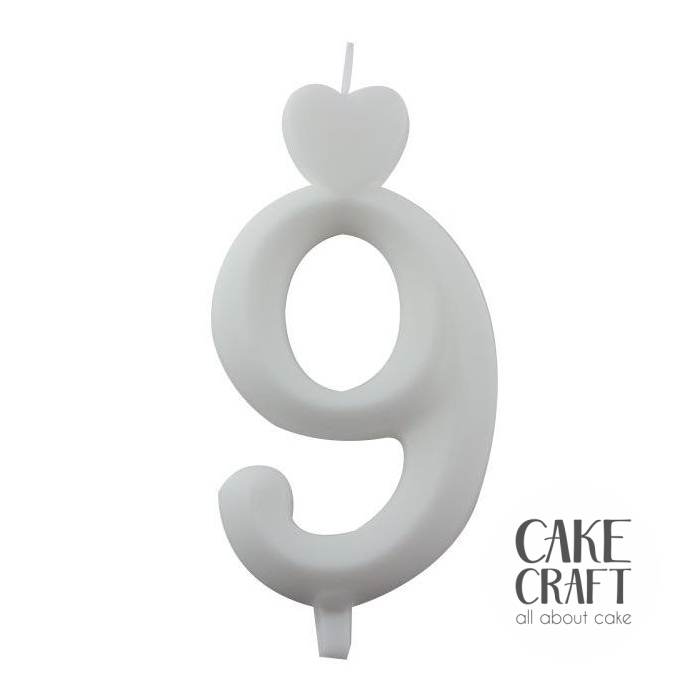 Κεριά & Βεγγαλικά - Κεράκι Γενεθλίων SugarCraft Λευκό νούμερο 9