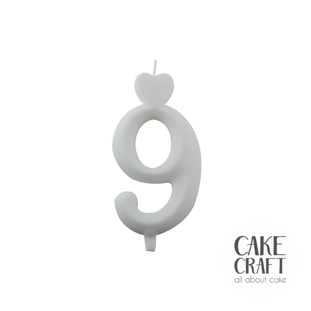 Κεριά & Βεγγαλικά - Κεράκι Γενεθλίων SugarCraft Λευκό νούμερο 9
