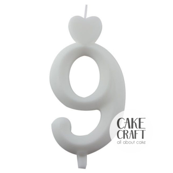 Κεριά & Βεγγαλικά - Κεράκι Γενεθλίων SugarCraft Λευκό νούμερο 9