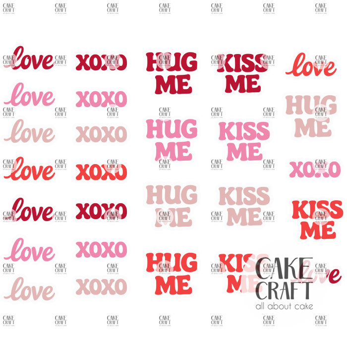 Βρώσιμα Σχέδια Γάμου / Βαλεντίνου - Βρώσιμα σχέδια LOVE, KISS ME, HUG ME, XOXO - 28τμχ