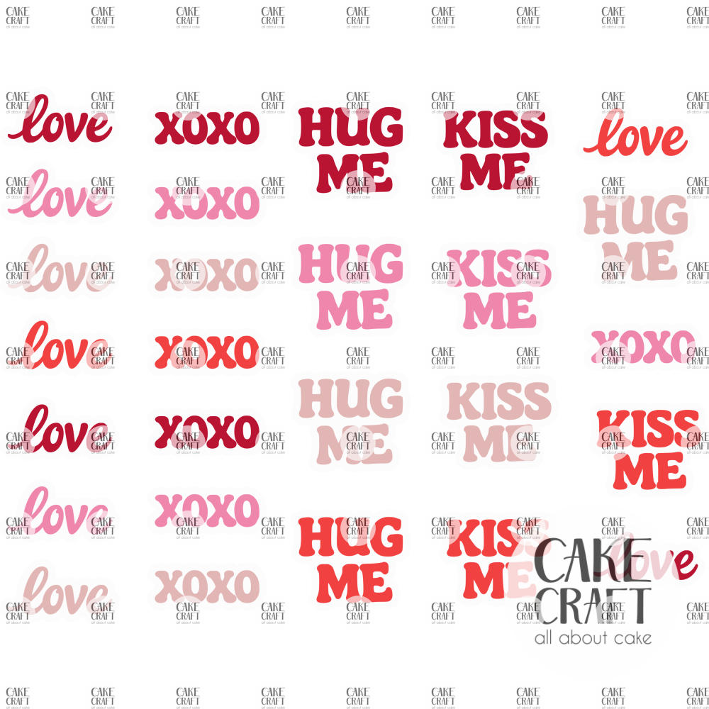 Βρώσιμα Σχέδια Γάμου / Βαλεντίνου - Βρώσιμα σχέδια LOVE, KISS ME, HUG ME, XOXO - 28τμχ