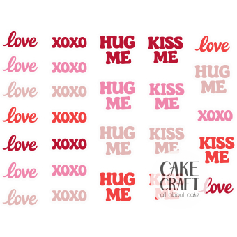 Βρώσιμα Σχέδια Γάμου / Βαλεντίνου - Βρώσιμα σχέδια LOVE, KISS ME, HUG ME, XOXO - 28τμχ