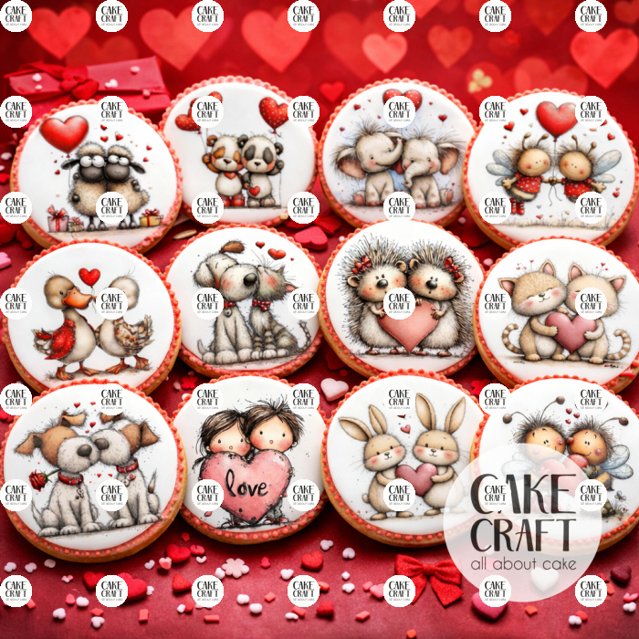 Βρώσιμα Σχέδια Γάμου / Βαλεντίνου - Βρώσιμα σχέδια Συλλογή Βαλεντίνος Χαριτωμένα Ζευγάρια - 12τμχ