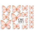 Βρώσιμα Σχέδια - Βρώσιμα σχέδια Πεταλούδες Ροζ/ Χρυσό σετ - 15τμχ