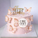 Βρώσιμα Σχέδια - Βρώσιμα σχέδια Πεταλούδες Ροζ/ Χρυσό σετ - 15τμχ