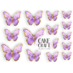 Βρώσιμα Σχέδια - Βρώσιμα σχέδια Πεταλούδες Μωβ/ Χρυσό σετ - 15τμχ