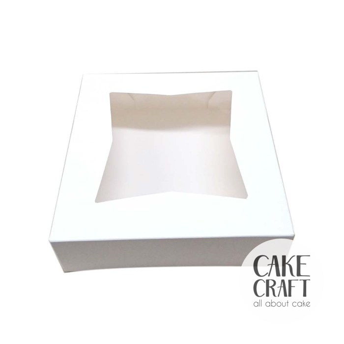 Είδη CupCakes - Λευκό Κουτί για γλυκά με παράθυρο 20,3 x 20,3 x Y7,6εκ