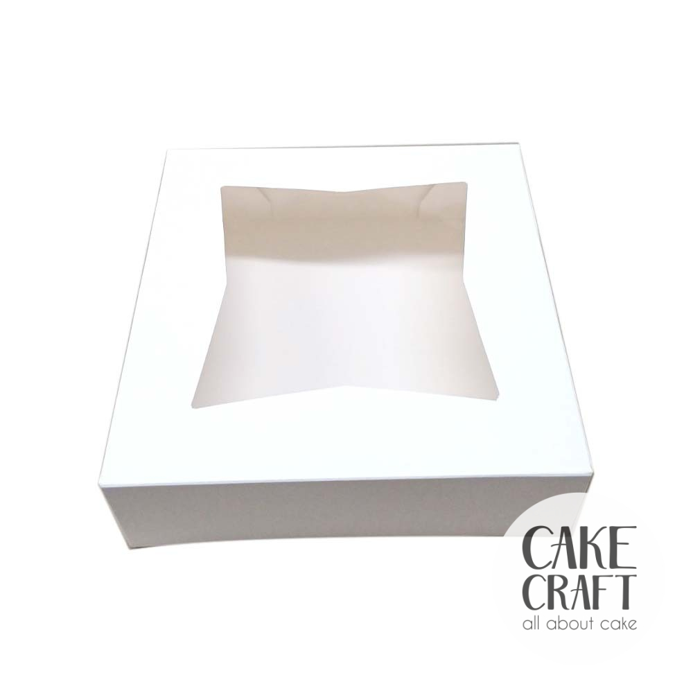 Είδη CupCakes - Λευκό Κουτί για γλυκά με παράθυρο 20,3 x 20,3 x Y7,6εκ