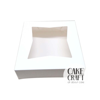 Είδη CupCakes - Λευκό Κουτί για γλυκά με παράθυρο 20,3 x 20,3 x Y7,6εκ