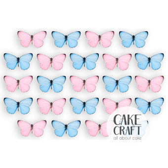 Βρώσιμα Σχέδια - Βρώσιμα σχέδια Πεταλούδες Ροζ & Γαλάζιες σετ - 23τμχ