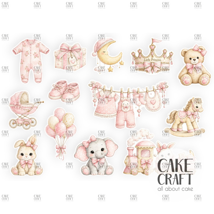 Βρώσιμα Σχέδια - Βρώσιμα σχέδια Baby Shower Κοριτσάκι - 13τμχ
