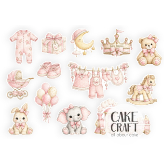Βρώσιμα Σχέδια - Βρώσιμα σχέδια Baby Shower Κοριτσάκι - 13τμχ