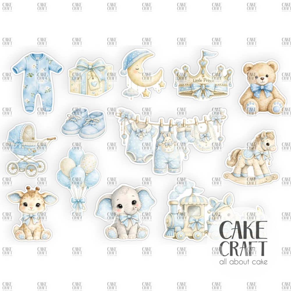 Βρώσιμα Σχέδια - Βρώσιμα σχέδια Baby Shower Αγοράκι - 13τμχ