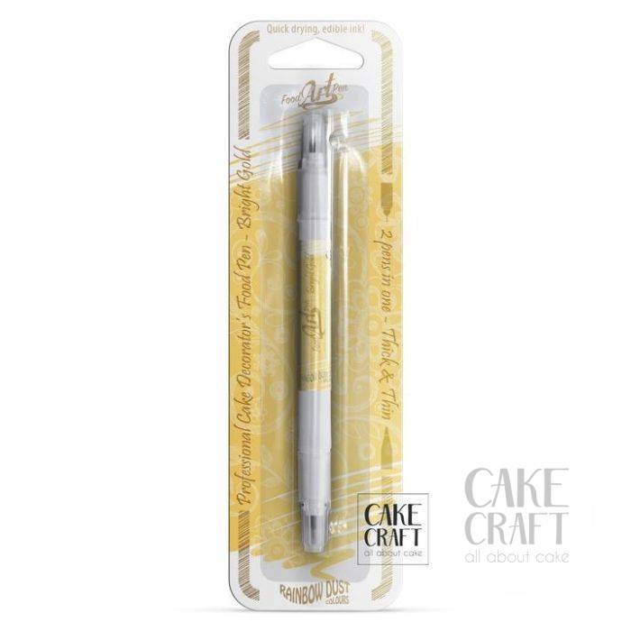 Διπλός Μαρκαδόρος Τροφίμων Rainbow Dust - Έντονο Χρυσό Rainbow Dust - (Food Pen Bright Gold)