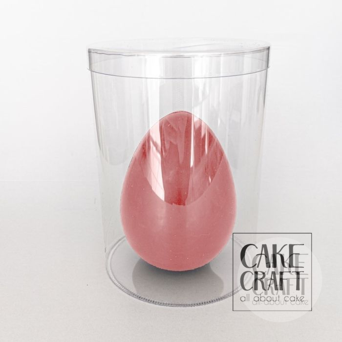 Σοκολατένιο αυγό φράουλα γυμνό 330gr (18,2εκ) + Κουτί Διάφανο PET 15x24cm