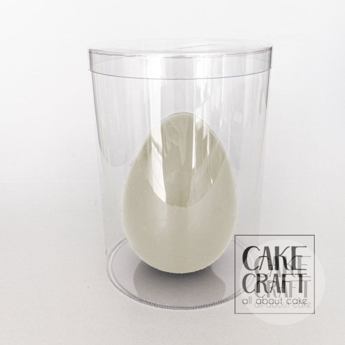 Σοκολατένιο αυγό λευκό γυμνό 330gr (18,2εκ) + Κουτί Διάφανο PET 15x24cm