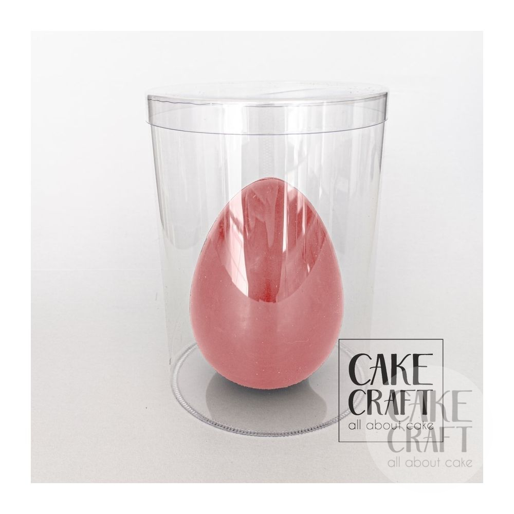 Σοκολατένιο αυγό φράουλα γυμνό 330gr (18,2εκ) + Κουτί Διάφανο PVC 15x24cm