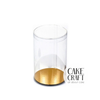 Κουτί Διάφανο Στρογγυλό PET 13x18Y cm + Χρυσή Βάση - 1
