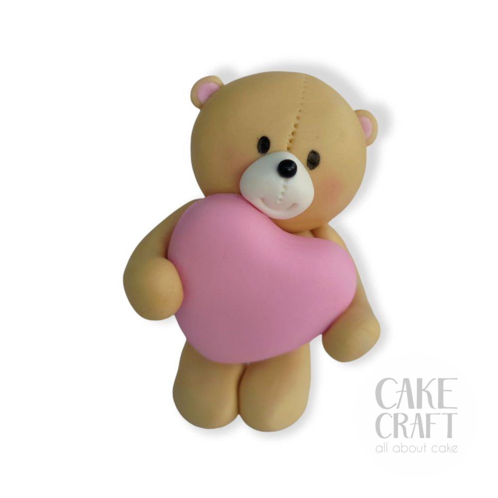 Αρκουδάκι Ροζ Καρδιά - 9εκ - Φιγούρα Μοντελισμού Ζαχαρόπαστας