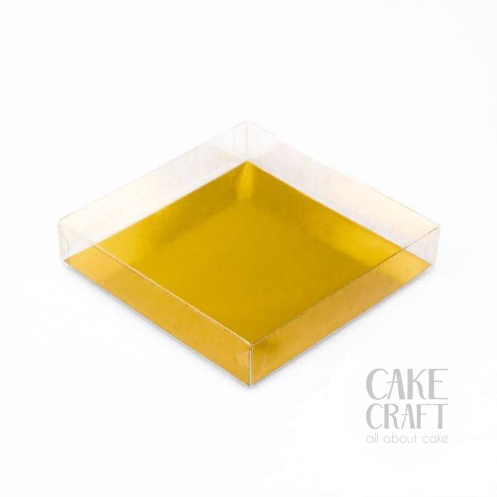 Κουτί Διάφανο Τετράγωνο PET 20x15x5Y cm με Χρυσή Βάση
