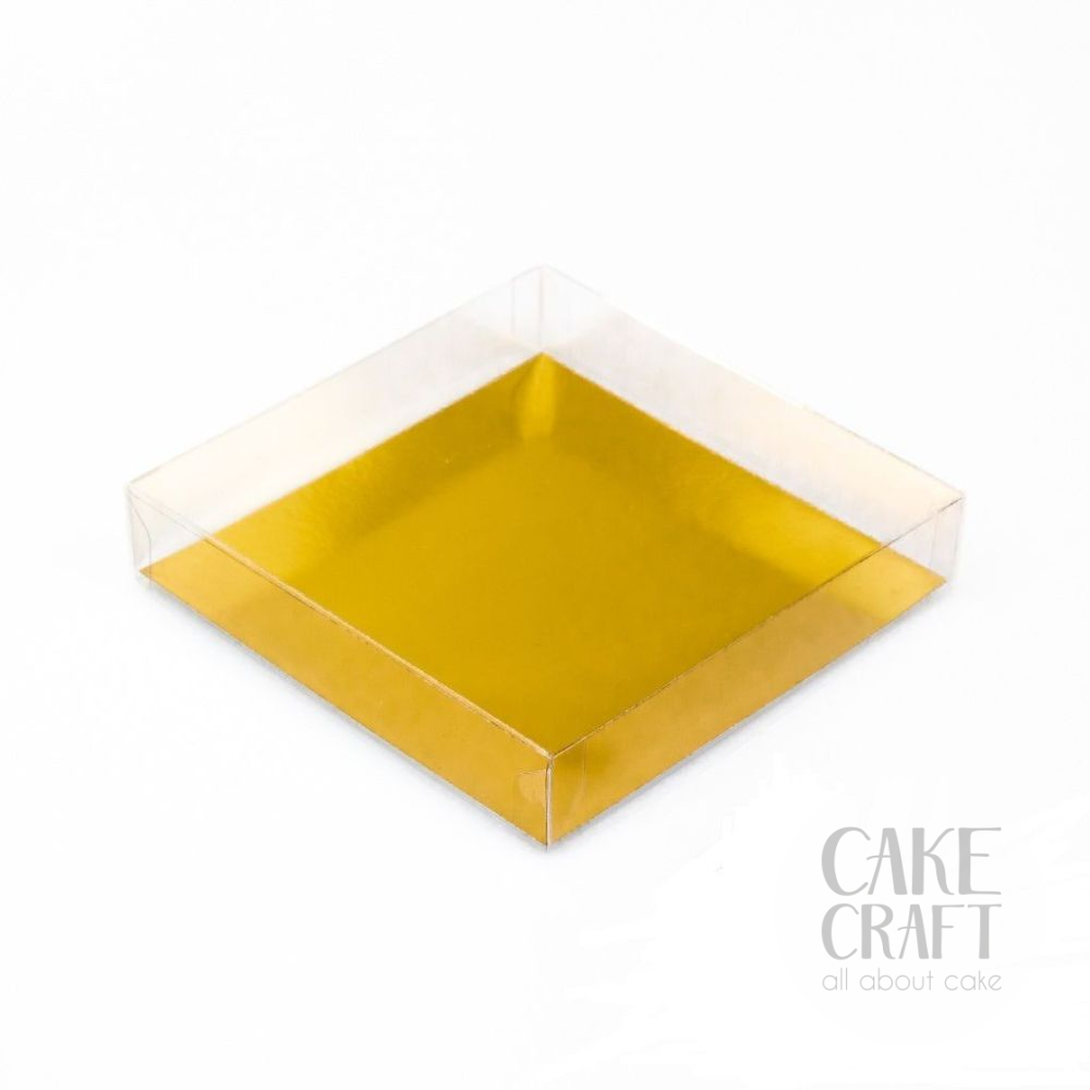 Κουτί Διάφανο Τετράγωνο PVC 15x15x3Y cm με Χρυσή Βάση