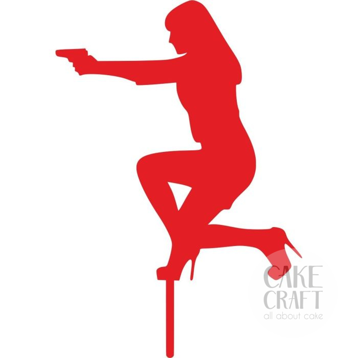 Cake Topper Woman with gun