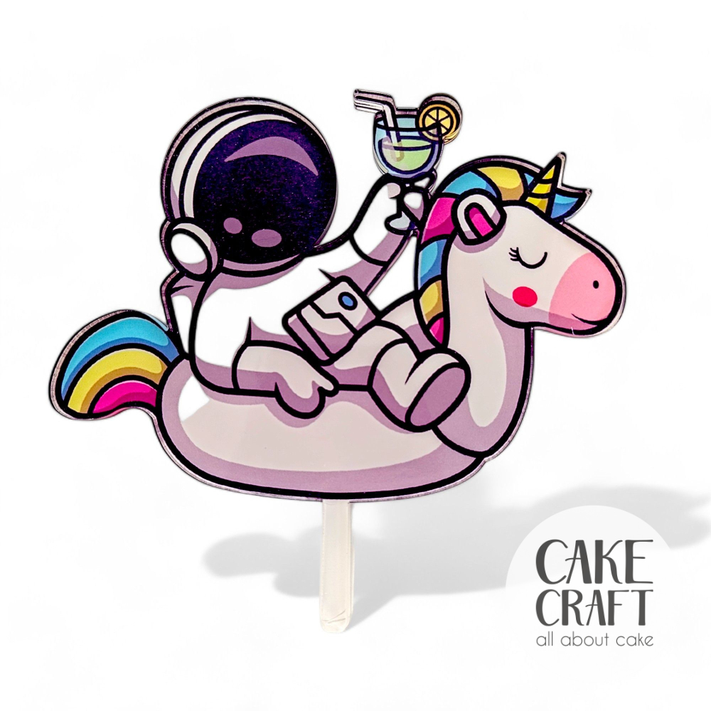 Cake Toppers Έγχρωμα - Cake Topper Astronaut and Unicorn