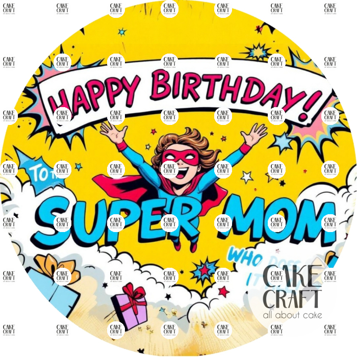 Βρώσιμα Σχέδια Γενεθλίων - Βρώσιμο Σχέδιο super mom v1