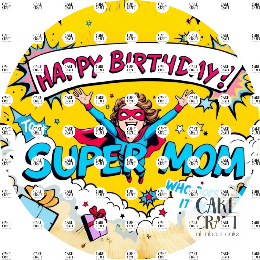Βρώσιμα Σχέδια Γενεθλίων - Βρώσιμο Σχέδιο super mom v1