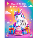 Βρώσιμα Σχέδια Γενεθλίων - Βρώσιμο Σχέδιο birthday girl cute unicorn v1