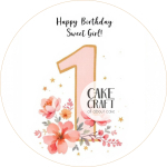 Βρώσιμα Σχέδια Baby - Βρώσιμο Σχέδιο first birthday girl flowers v1