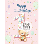 Βρώσιμα Σχέδια Baby - Βρώσιμο Σχέδιο first birthday girl teddy bear v1