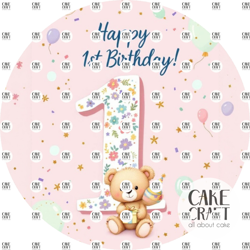 Βρώσιμα Σχέδια Baby - Βρώσιμο Σχέδιο first birthday girl teddy bear v2