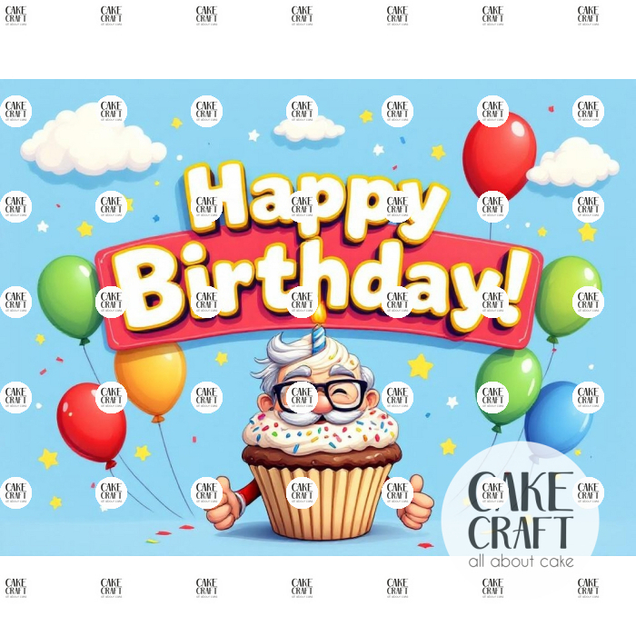 Βρώσιμα Σχέδια Γενεθλίων - Βρώσιμο Σχέδιο Happy Birthday Grandpa v1