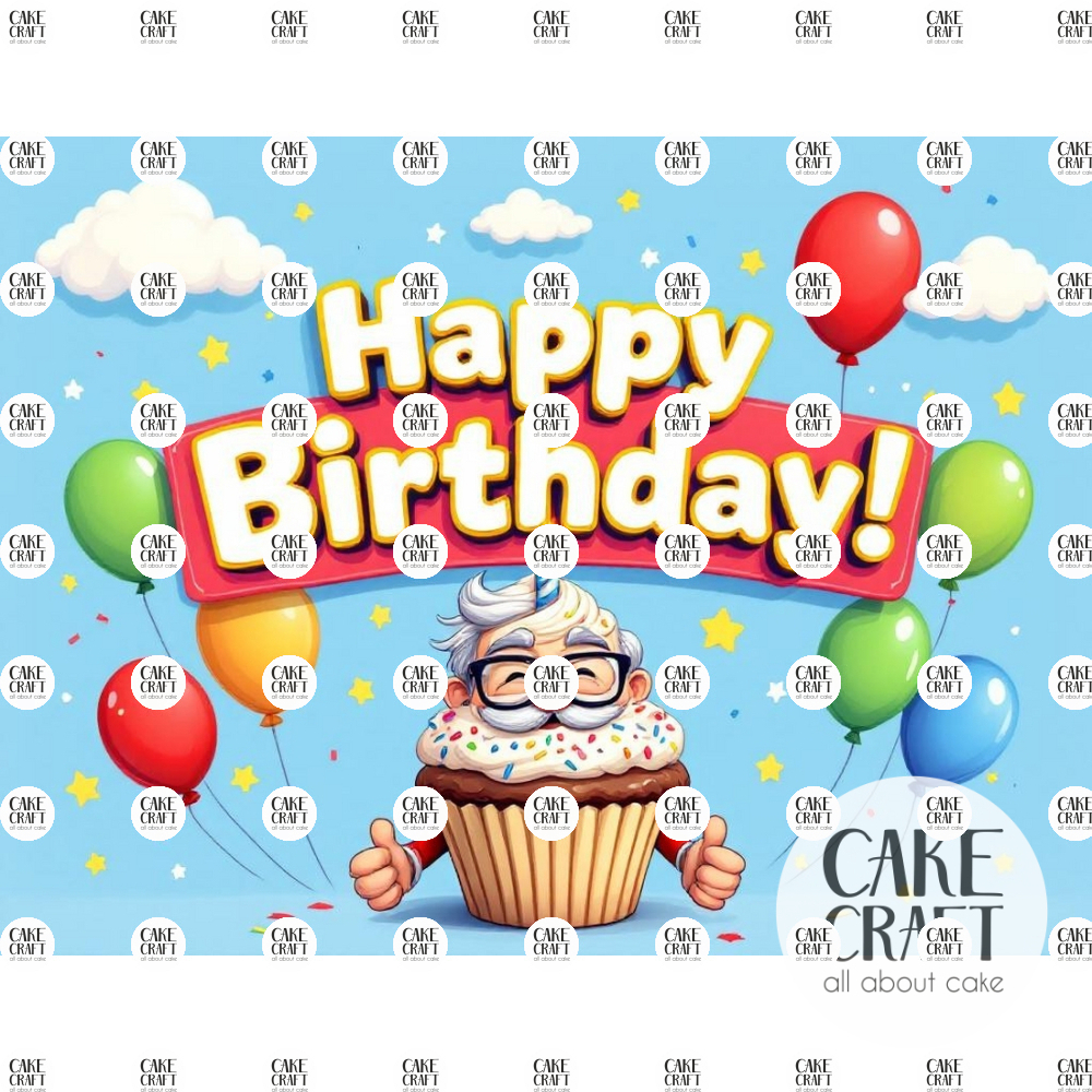 Βρώσιμα Σχέδια Γενεθλίων - Βρώσιμο Σχέδιο Happy Birthday Grandpa v1