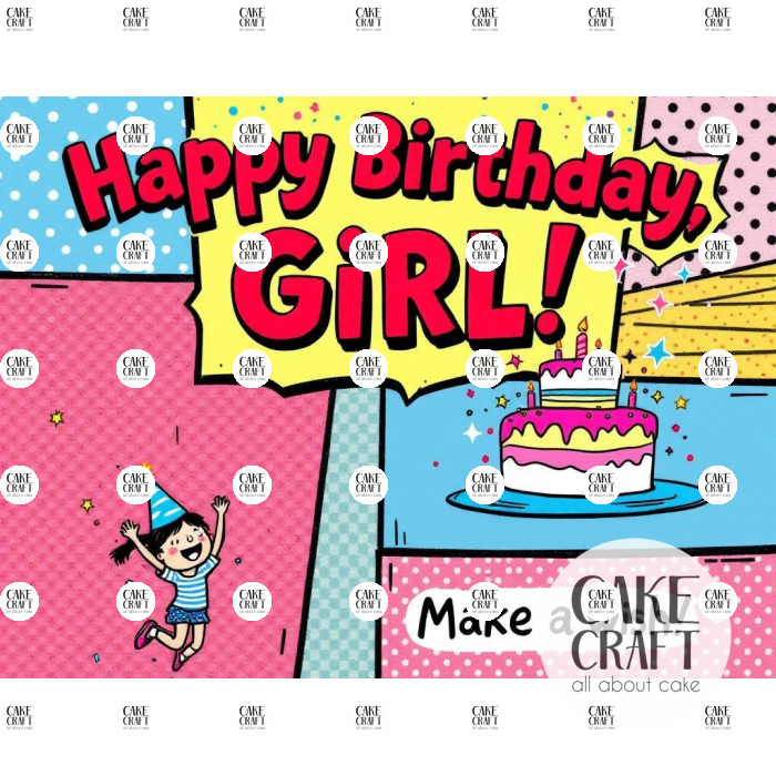 Βρώσιμα Σχέδια Γενεθλίων - Βρώσιμο Σχέδιο pop art girls v1