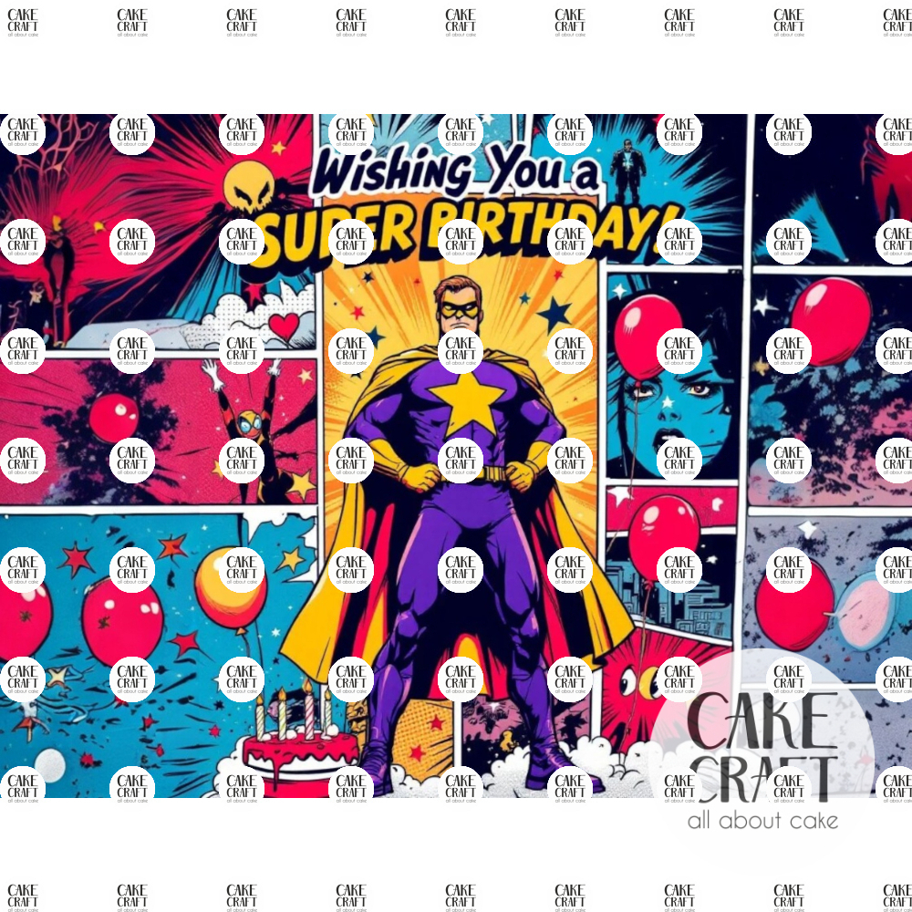 Βρώσιμα Σχέδια Γενεθλίων - Βρώσιμο Σχέδιο pop art superhero v1