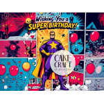 Βρώσιμα Σχέδια Γενεθλίων - Βρώσιμο Σχέδιο pop art superhero v1