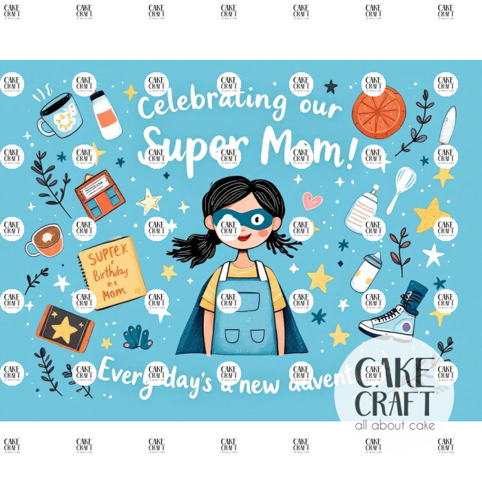 Βρώσιμα Σχέδια Γενεθλίων - Βρώσιμο Σχέδιο super mom v2