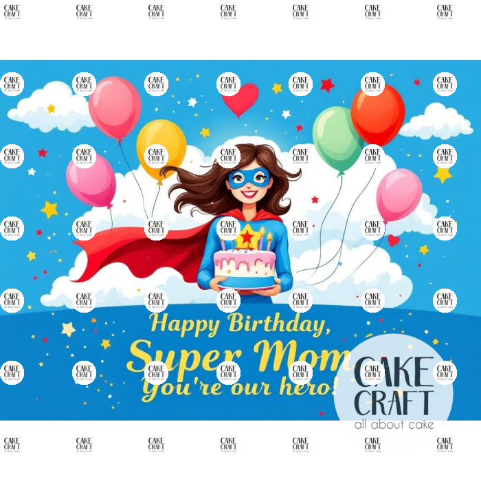 Βρώσιμα Σχέδια Γενεθλίων - Βρώσιμο Σχέδιο super mom v4