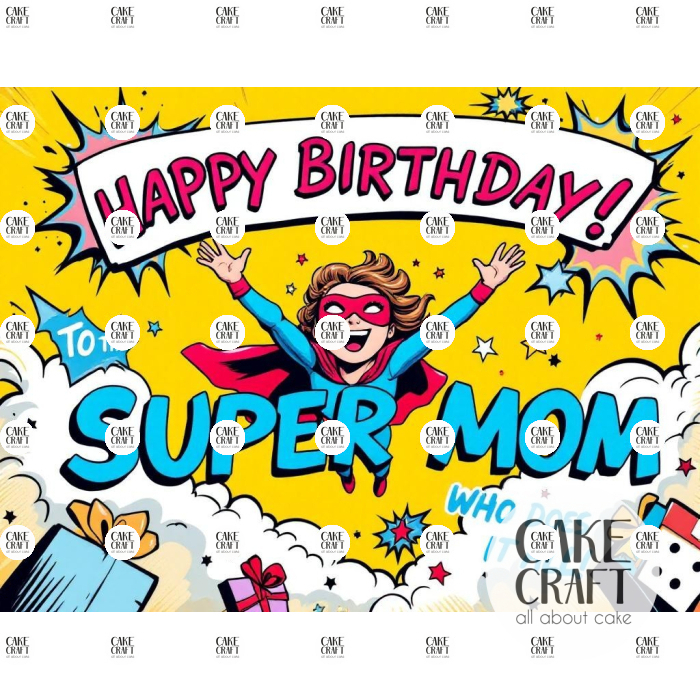 Βρώσιμα Σχέδια Γενεθλίων - Βρώσιμο Σχέδιο super mom v9