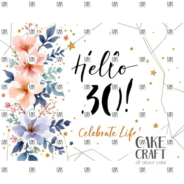 Βρώσιμα Σχέδια Γενεθλίων - Βρώσιμο Σχέδιο 30th birthday hello v1