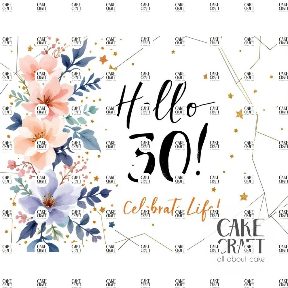 Βρώσιμα Σχέδια Γενεθλίων - Βρώσιμο Σχέδιο 30th birthday hello v1