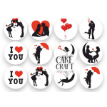 Βρώσιμη Εκτύπωση - Βρώσιμα σχέδια Valentine Couples v4 - 12τμχ