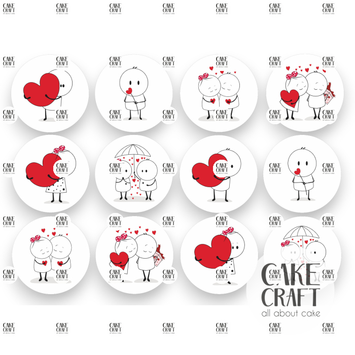 Βρώσιμη Εκτύπωση - Βρώσιμα σχέδια Valentine Couples v1 - 12τμχ