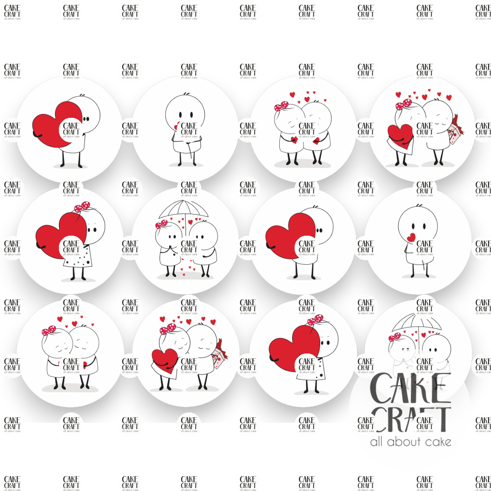 Βρώσιμη Εκτύπωση - Βρώσιμα σχέδια Valentine Couples v1 - 12τμχ