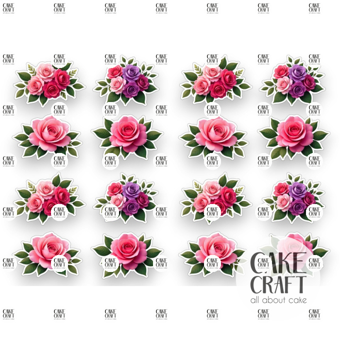 Βρώσιμη Εκτύπωση - Βρώσιμα σχέδια Roses - 16τμχ