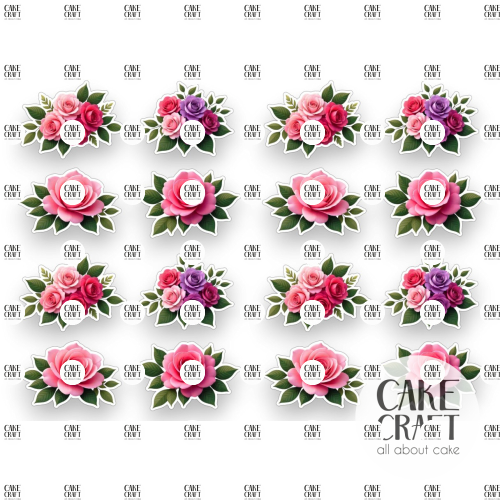 Βρώσιμη Εκτύπωση - Βρώσιμα σχέδια Roses - 16τμχ