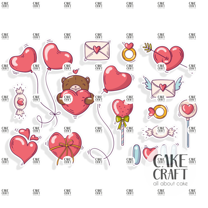 Βρώσιμη Εκτύπωση - Βρώσιμα σχέδια Valentine Mix v3 - 15τμχ